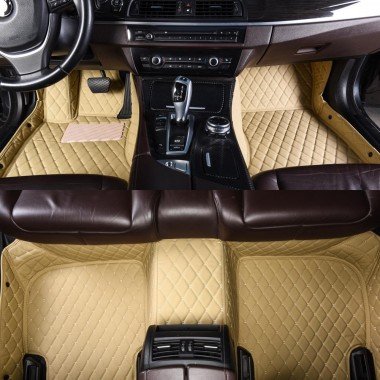 Discount Beige Luxury Leather Diamond Car Floor Mats