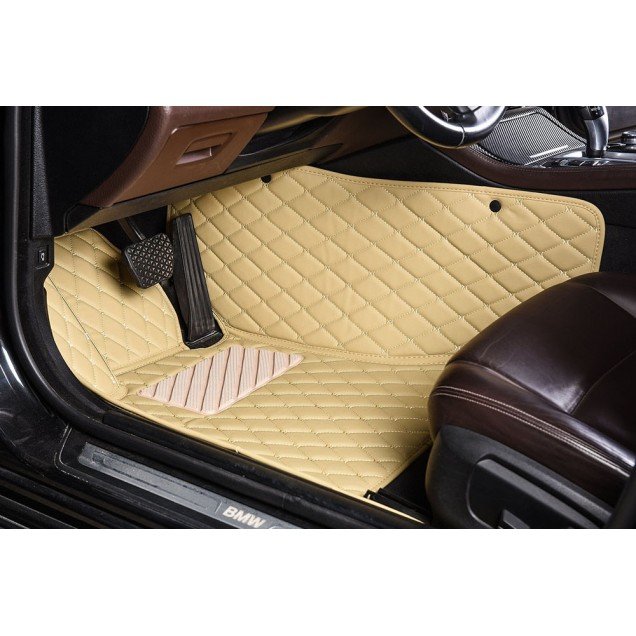 Discount Beige Luxury Leather Diamond Car Floor Mats Discount Beige Luxury Leather Diamond Car Floor Mats