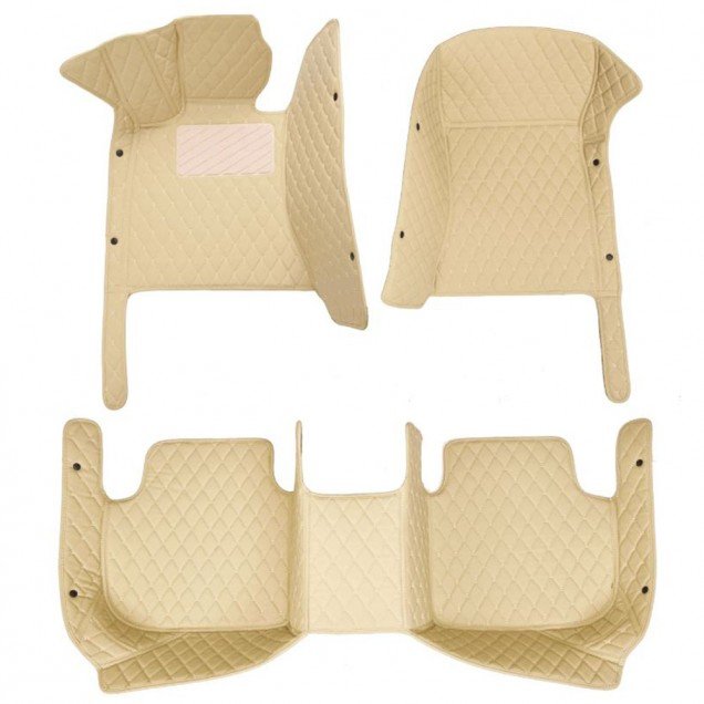 Discount Beige Luxury Leather Diamond Car Floor Mats Discount Beige Luxury Leather Diamond Car Floor Mats