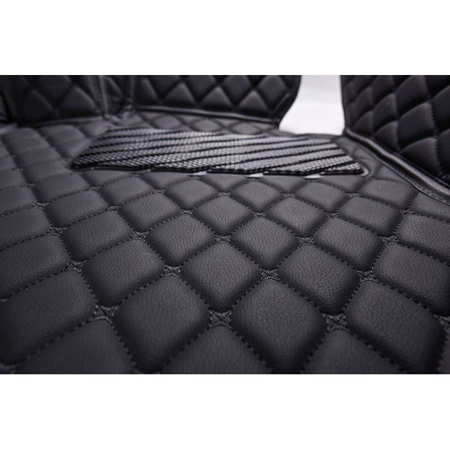 Discount Black and Black Stitching Luxury Leather Diamond Car Floor Mats Discount Black and Black Stitching Luxury Leather Diamond Car Floor Mats