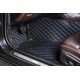 Discount Black and Blue Stitching Luxury Leather Diamond Car Floor Mats