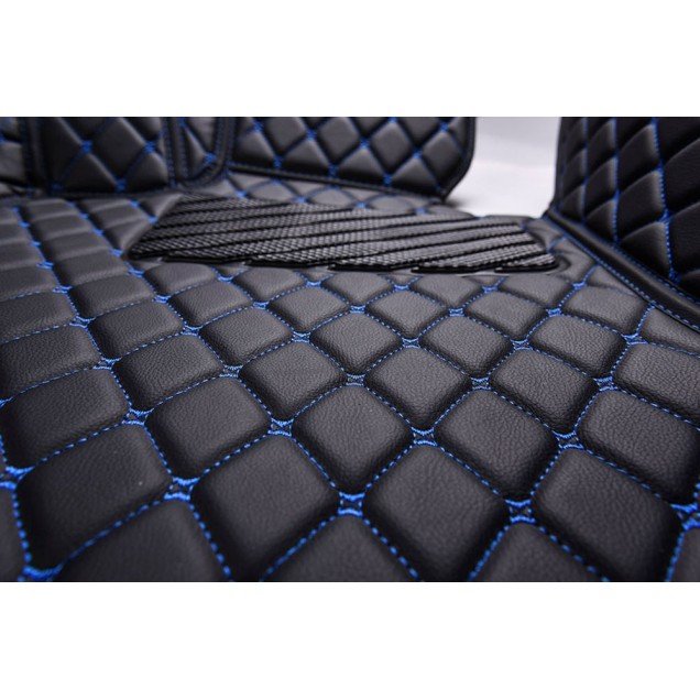 Discount Black and Blue Stitching Luxury Leather Diamond Car Floor Mats