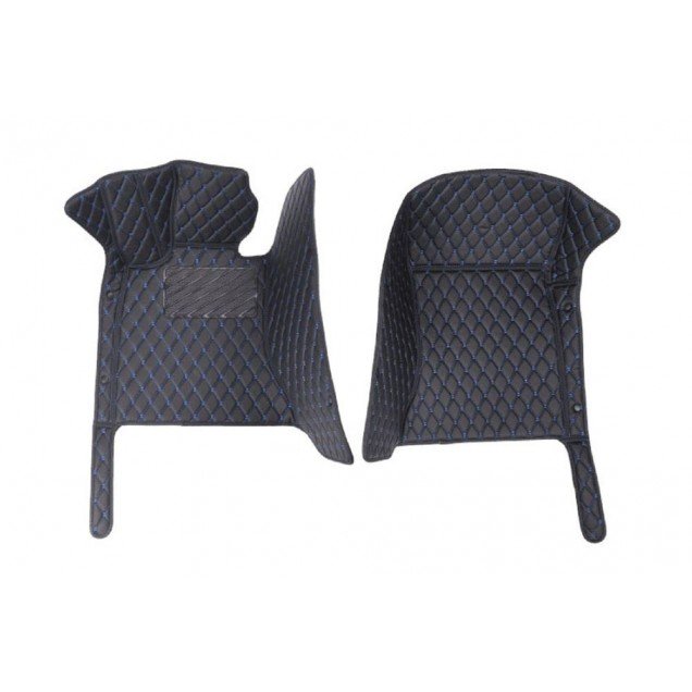 Discount Black and Blue Stitching Luxury Leather Diamond Car Floor Mats
