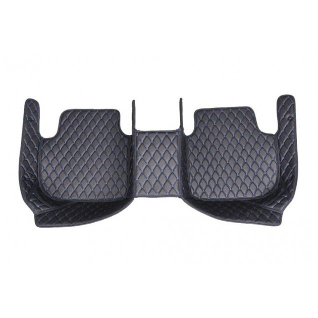 Discount Black and Blue Stitching Luxury Leather Diamond Car Floor Mats