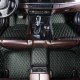Discount Black and Green Stitching Luxury Leather Diamond Car Floor Mats Discount Black and Green Stitching Luxury Leather Diamond Car Floor Mats