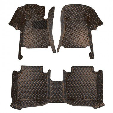 Discount Black and Orange Stitching Luxury Leather Diamond Car Floor Mats