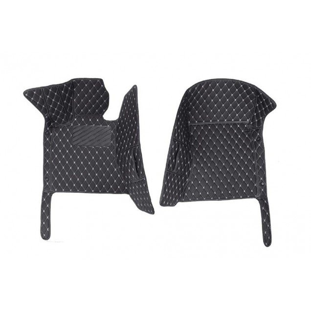 Discount Black and White Stitching Luxury Leather Diamond Car Floor Mats Discount Black and White Stitching Luxury Leather Diamond Car Floor Mats