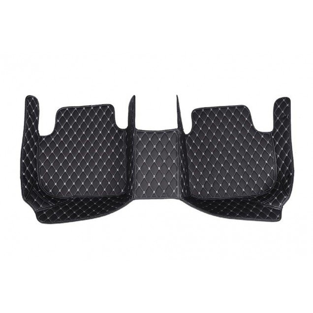 Discount Black and White Stitching Luxury Leather Diamond Car Floor Mats Discount Black and White Stitching Luxury Leather Diamond Car Floor Mats