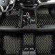 Discount Black and Yellow Stitching Luxury Leather Diamond Car Floor Mats Discount Black and Yellow Stitching Luxury Leather Diamond Car Floor Mats