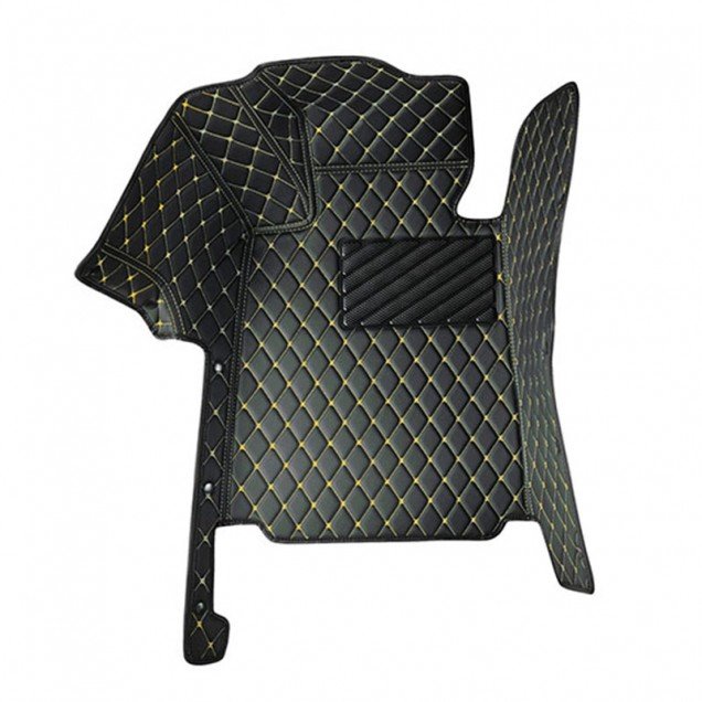 Discount Black and Yellow Stitching Luxury Leather Diamond Car Floor Mats Discount Black and Yellow Stitching Luxury Leather Diamond Car Floor Mats