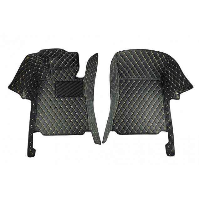 Discount Black and Yellow Stitching Luxury Leather Diamond Car Floor Mats Discount Black and Yellow Stitching Luxury Leather Diamond Car Floor Mats