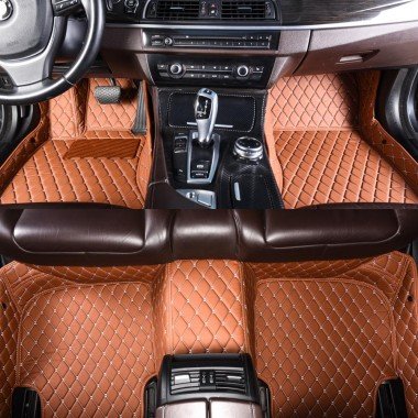 Discount Brown Luxury Leather Diamond Car Floor Mats