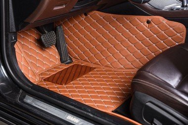Discount Brown Luxury Leather Diamond Car Floor Mats