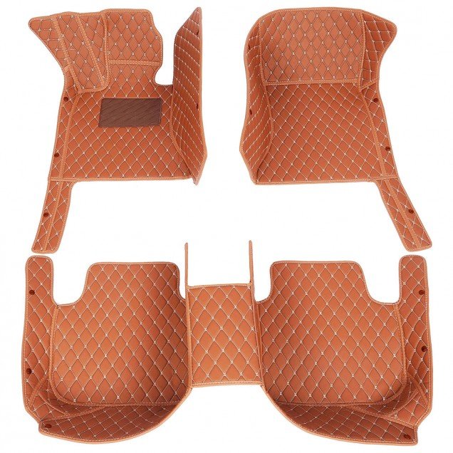 Discount Brown Luxury Leather Diamond Car Floor Mats Discount Brown Luxury Leather Diamond Car Floor Mats