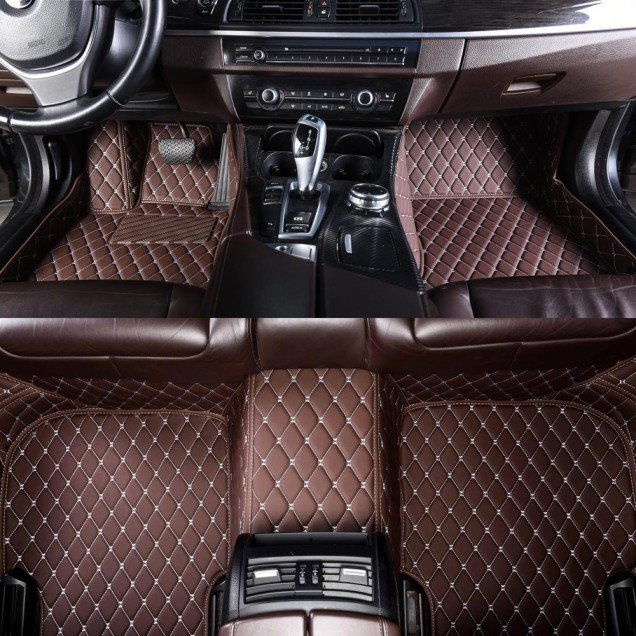 Discount Dark Brown Luxury Leather Diamond Car Floor Mats Discount Dark Brown Luxury Leather Diamond Car Floor Mats