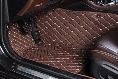 Discount Dark Brown Luxury Leather Diamond Car Floor Mats