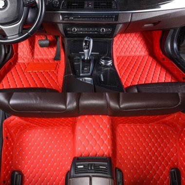 Discount Red Luxury Leather Diamond Car Floor Mats