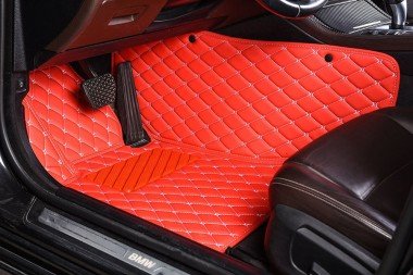 Discount Red Luxury Leather Diamond Car Floor Mats