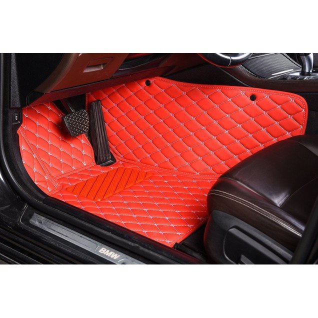 Discount Red Luxury Leather Diamond Car Floor Mats Discount Red Luxury Leather Diamond Car Floor Mats