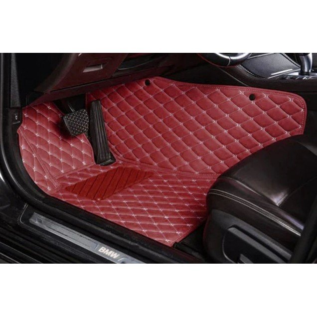 Discount Wine Red Luxury Leather Diamond Car Floor Mats Discount Wine Red Luxury Leather Diamond Car Floor Mats