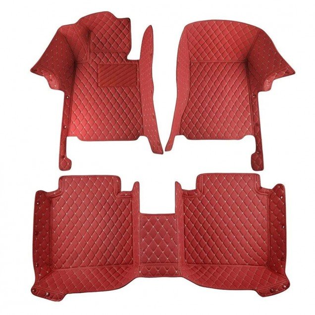Discount Wine Red Luxury Leather Diamond Car Floor Mats Discount Wine Red Luxury Leather Diamond Car Floor Mats