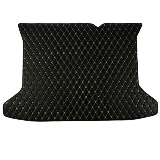 Discount Black and Beige Stitching Luxury Leather Diamond Trunk Base Mats Discount Black and Beige Stitching Luxury Leather Diamond Trunk Base Mats