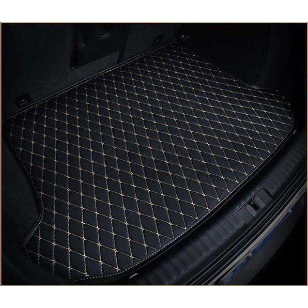 Discount Black and Beige Stitching Luxury Leather Diamond Trunk Base Mats Discount Black and Beige Stitching Luxury Leather Diamond Trunk Base Mats