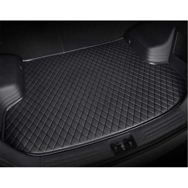 Discount Black and Black Stitching Luxury Leather Diamond Trunk Base Mats Discount Black and Black Stitching Luxury Leather Diamond Trunk Base Mats