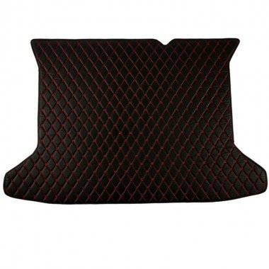 Discount Black and Red Stitching Luxury Leather Diamond Trunk Base Car Mats