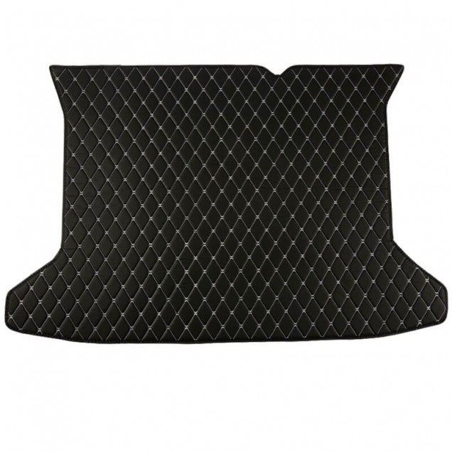 Discount Black and White Stitching Luxury Leather Diamond Trunk Base Mats Discount Black and White Stitching Luxury Leather Diamond Trunk Base Mats