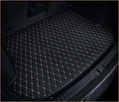 Discount Black and White Stitching Luxury Leather Diamond Trunk Base Mats