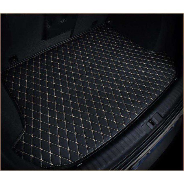 Discount Black and White Stitching Luxury Leather Diamond Trunk Base Mats Discount Black and White Stitching Luxury Leather Diamond Trunk Base Mats