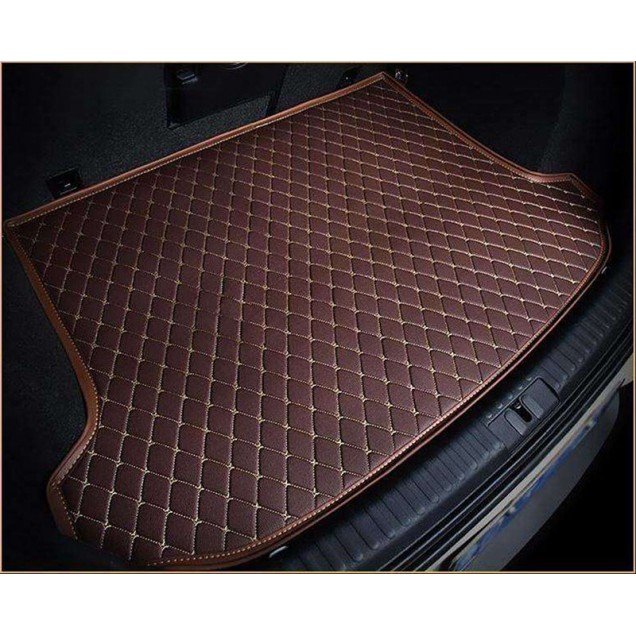 Discount Dark Brown Luxury Leather Diamond Trunk Base Mats Discount Dark Brown Luxury Leather Diamond Trunk Base Mats