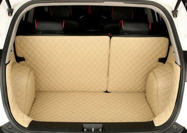 Discount Beige Full Cover Luxury Leather Diamond Trunk Car Floor Mats