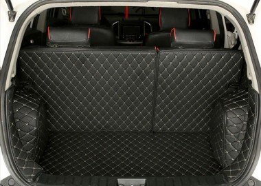 Discount Black and Beige Stitching Full Cover Luxury Leather Diamond Trunk Car Floor Mats