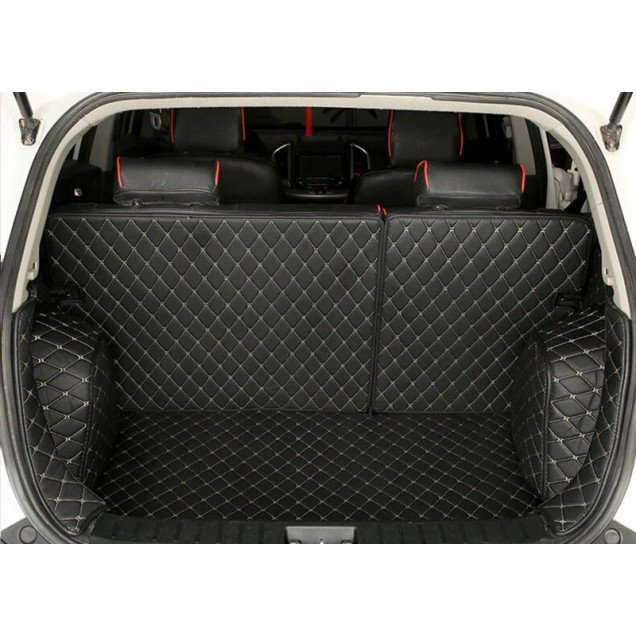 Discount Black and Beige Stitching Full Cover Luxury Leather Diamond Trunk Car Floor Mats Discount Black and Beige Stitching Full Cover Luxury Leather Diamond Trunk Car Floor Mats