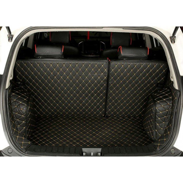 Discount Black and Yellow Stitching Full Cover Luxury Leather Diamond Trunk Car Floor Mats Discount Black and Yellow Stitching Full Cover Luxury Leather Diamond Trunk Car Floor Mats