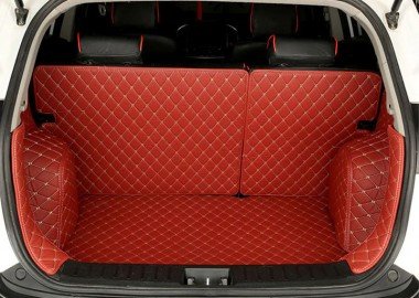 Discount Wine Red Full Cover Luxury Leather Diamond Trunk Car Floor Mats