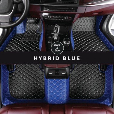 Discount Black and Blue Hybrid Mode Premium Diamond Car Floor Mats
