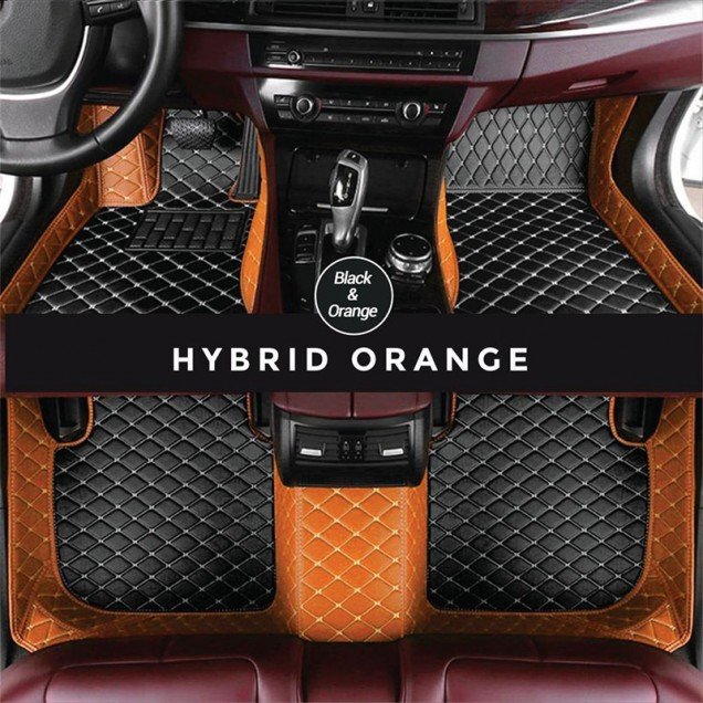 Discount Black and Orange Hybrid Mode Premium Diamond Car Floor Mats Discount Black and Orange Hybrid Mode Premium Diamond Car Floor Mats