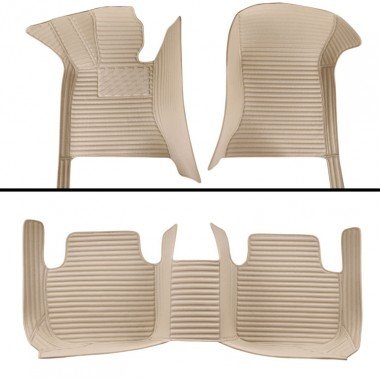 Discount Beige Luxury Leather Stripe Car Floor Mats