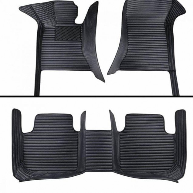 Discount Black Luxury Leather Stripe Car Floor Mats Discount Black Luxury Leather Stripe Car Floor Mats