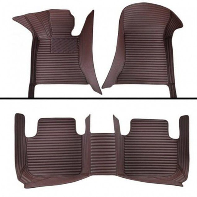 Discount Dark Brown Luxury Leather Stripe Car Floor Mats Discount Dark Brown Luxury Leather Stripe Car Floor Mats
