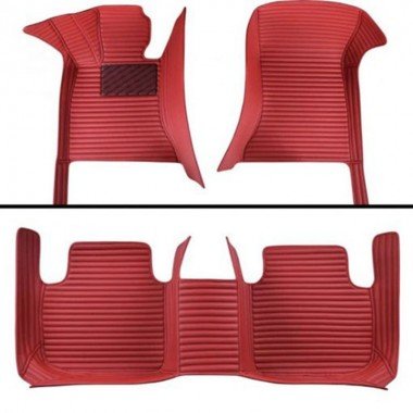 Discount Maroon Luxury Leather Stripe Car Floor Mats
