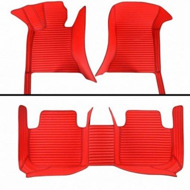 Discount Red Luxury Leather Stripe Car Floor Mats