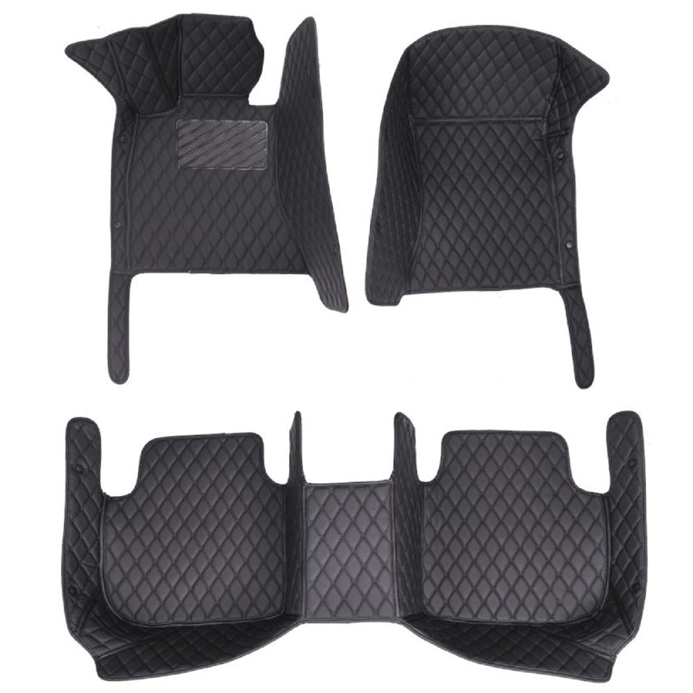 Black and Black Stitching Luxury Leather Diamond Car Mats for BMW M2