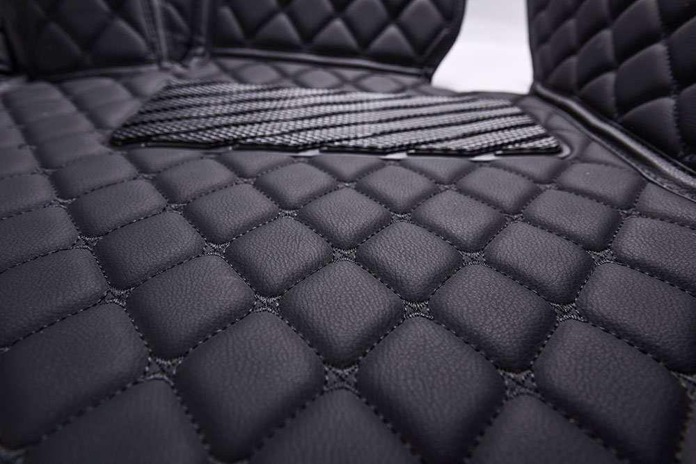 Discount Black and Black Stitching Luxury Leather Diamonds Car Floor Mats
