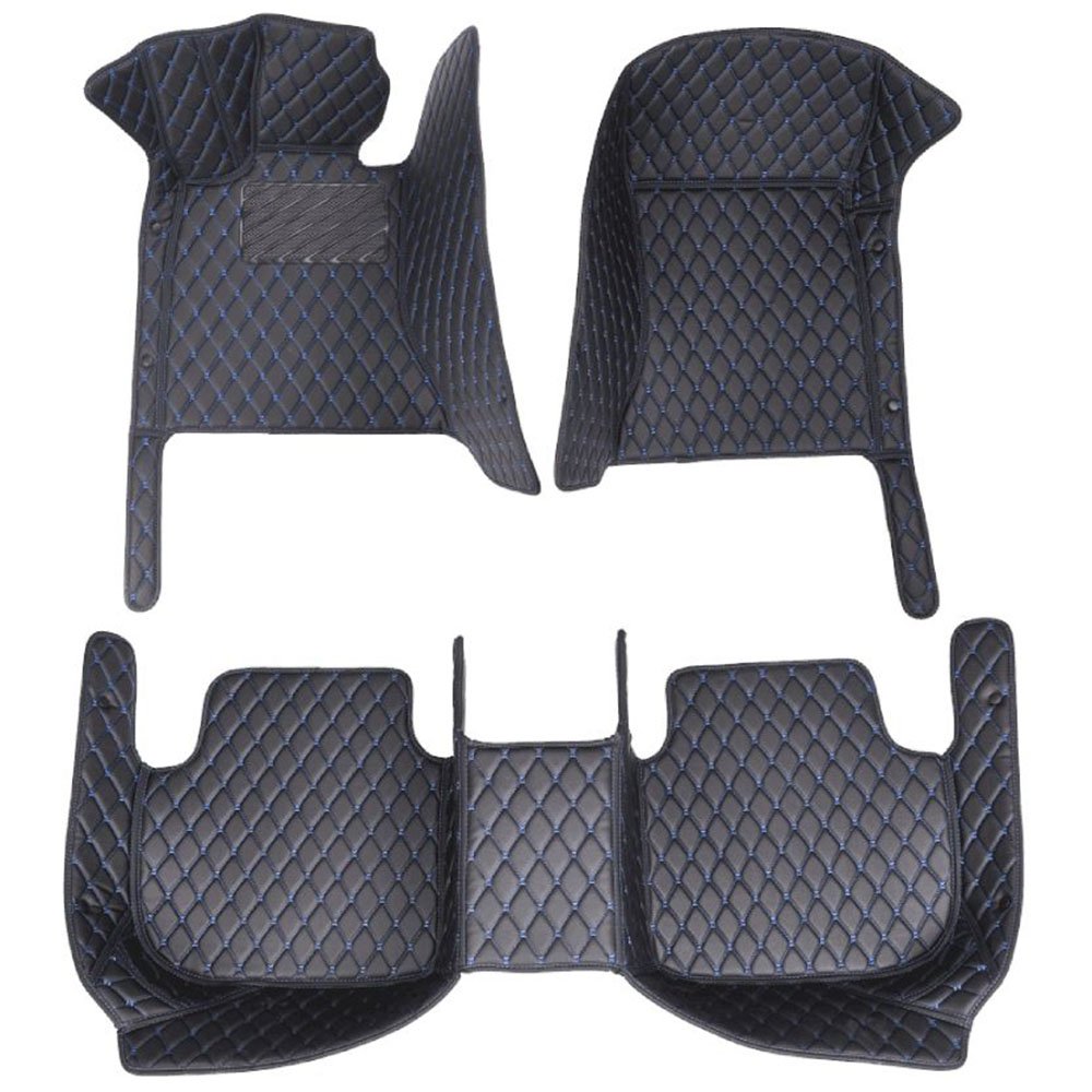 Black and Blue Stitching Luxury Leather Diamond Car Mats for BMW M2