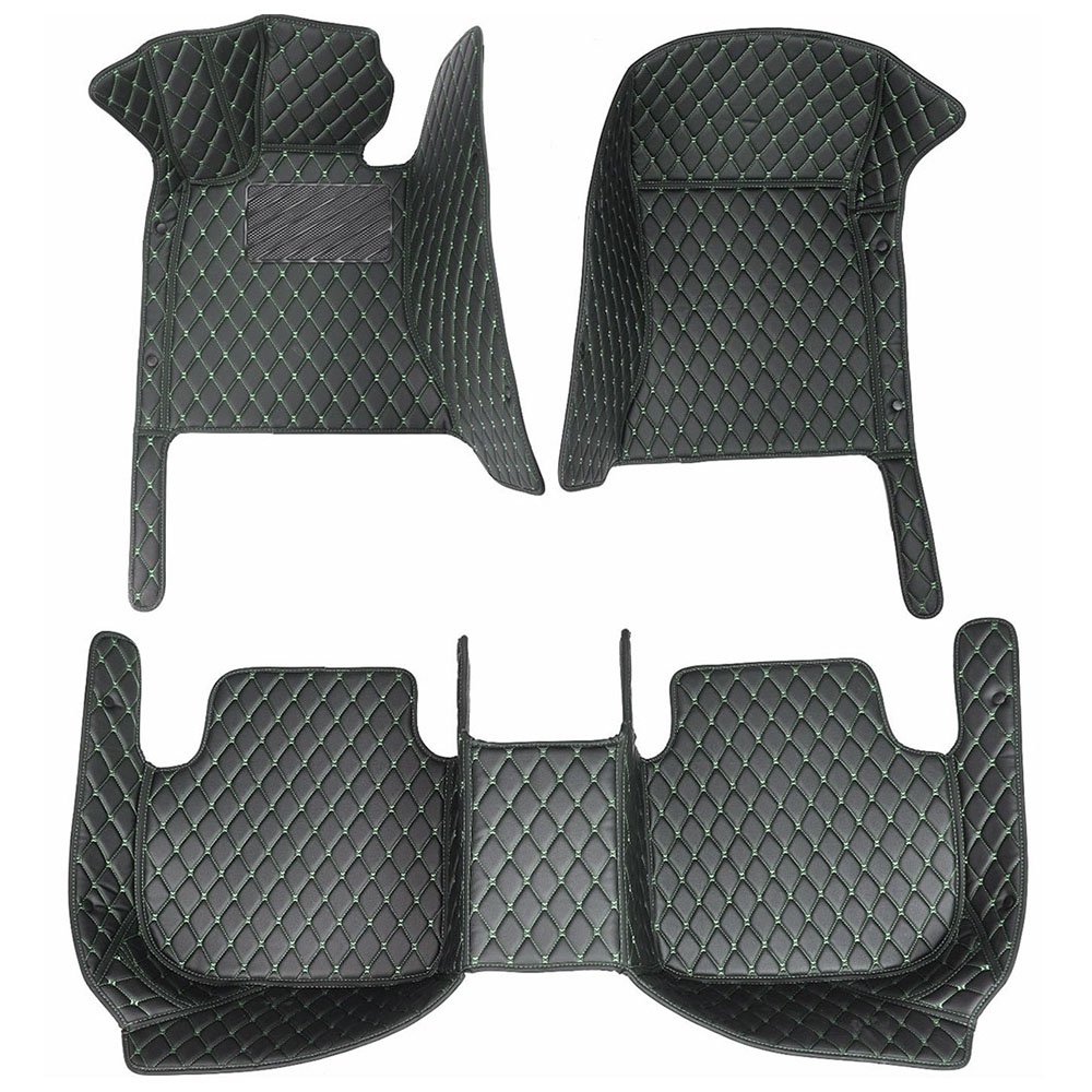 Black and Green Stitching Luxury Leather Diamond Car Mats for BMW M2