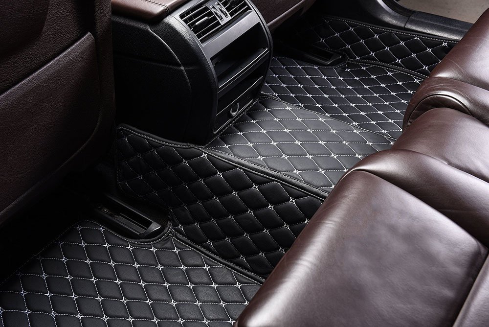 Discount Black and White Stitching Custom Diamond Car Mats